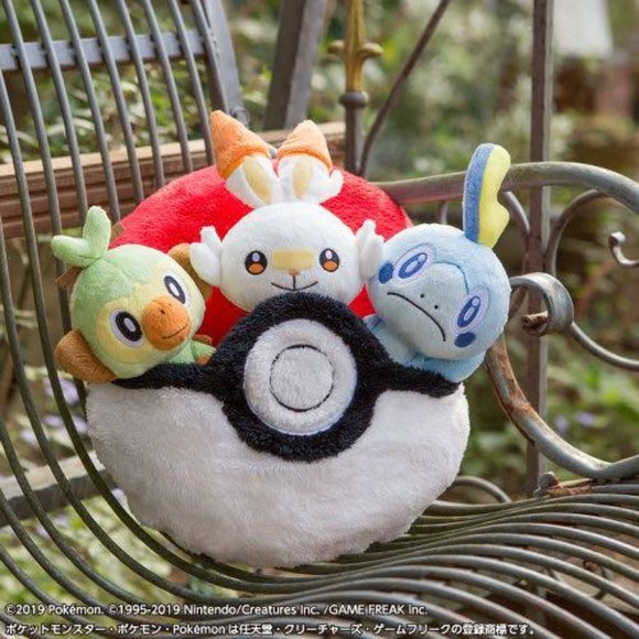 Pokemon Other - Pokemon pokeball plush cushion with Grookey, Sobble, and Scorbunny